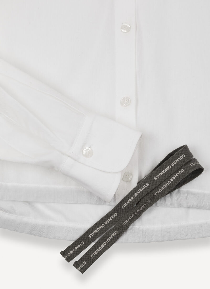 Cropped shirt with drawstring