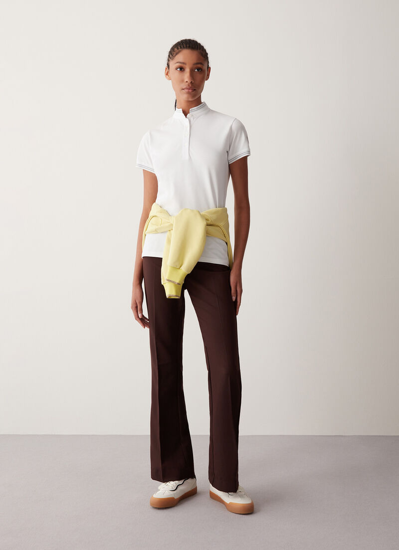 Stretch piqué polo-shirt with ribbed collar