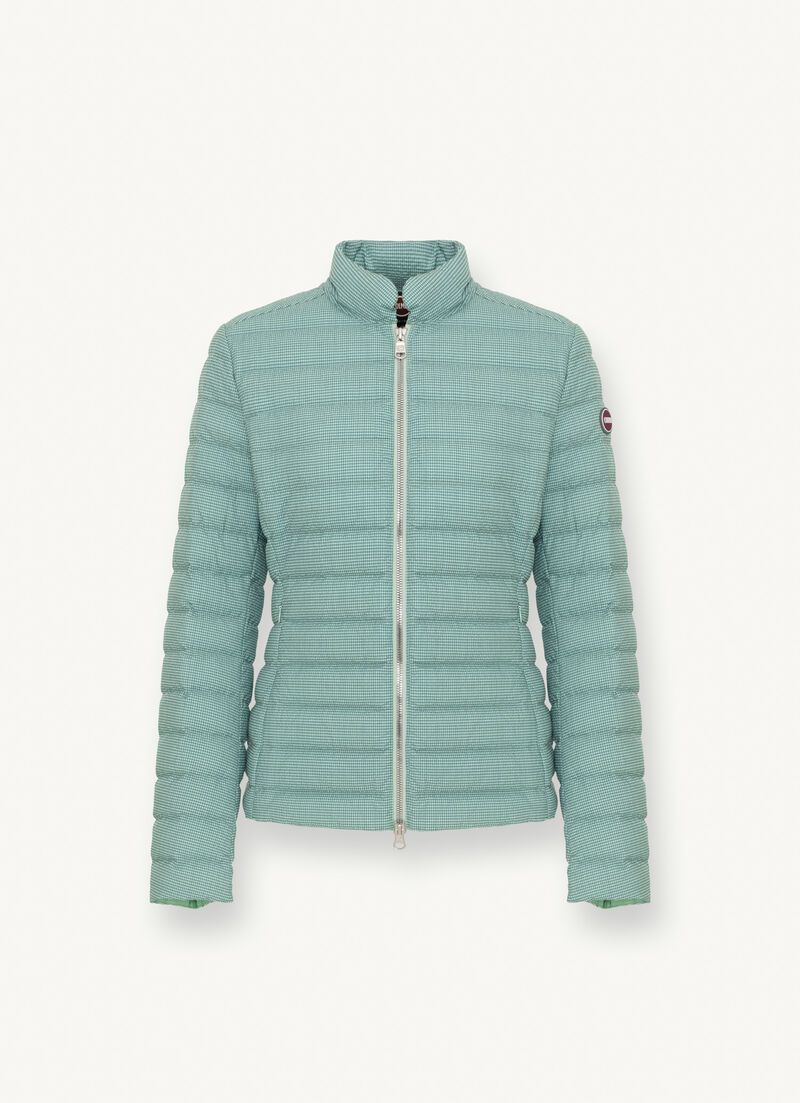 Vichy-print jacket with stand-up collar