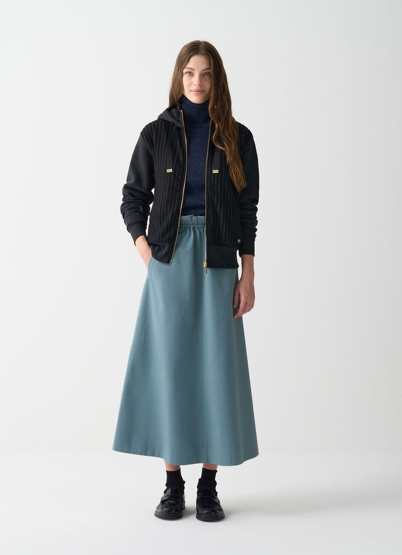 Cable-knit hooded sweatshirt