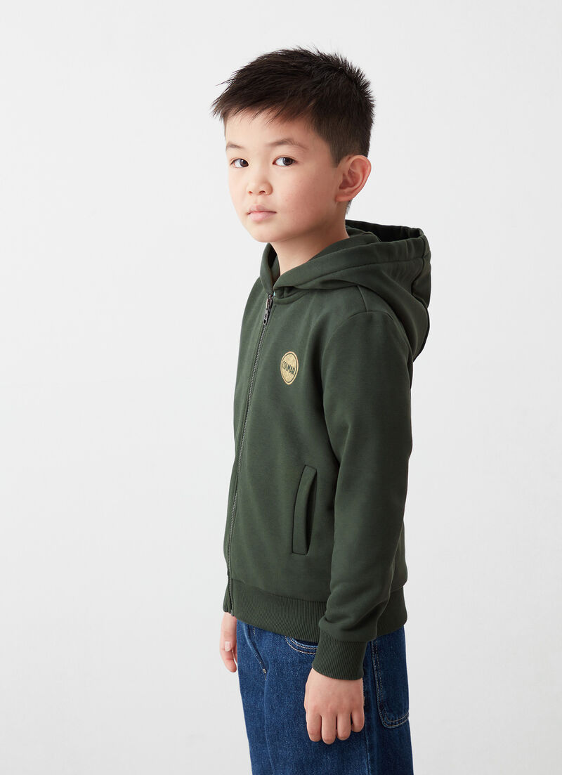 Zip-up sweatshirt with camouflage logo