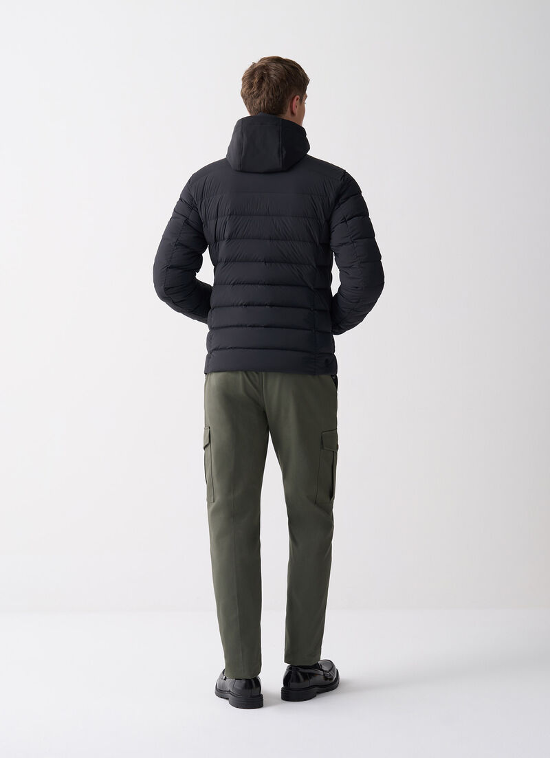 Quilted down jacket with bib