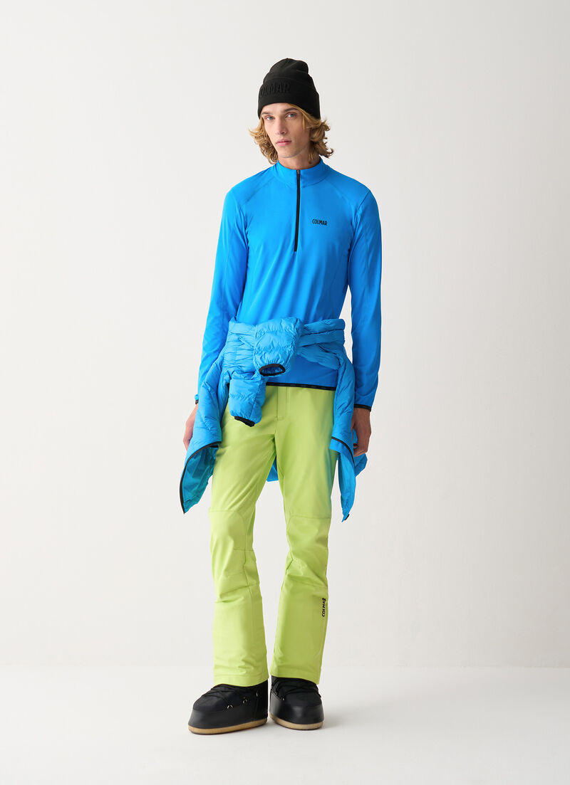 Thermal stretch ski jumper with half-zip