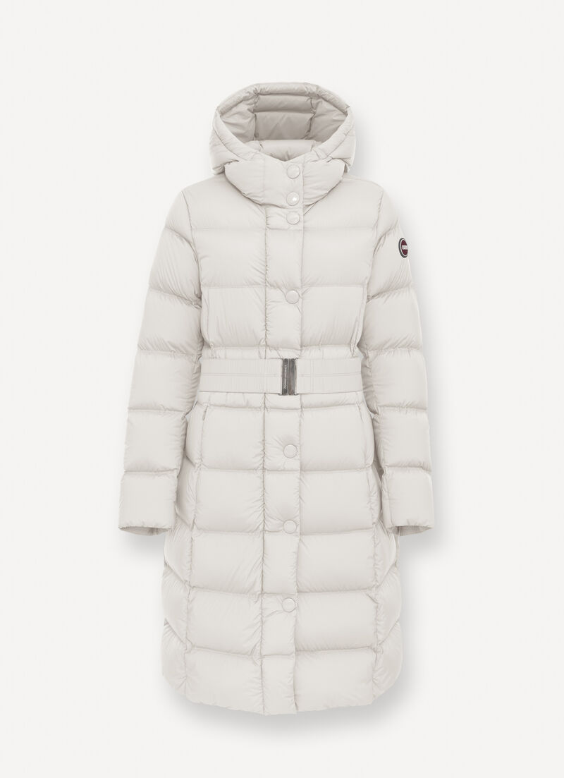 Super-matte stretch down jacket with belt