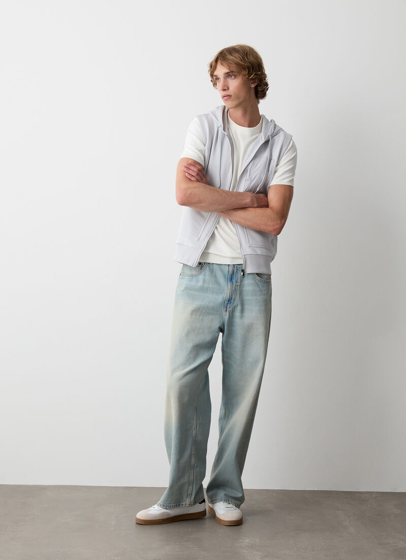 Fleece gilet with nylon details