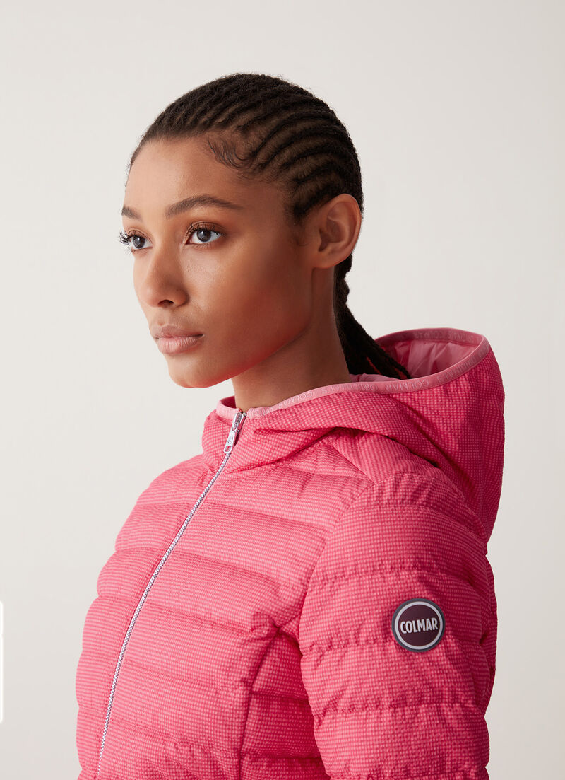 Vichy-print hooded jacket