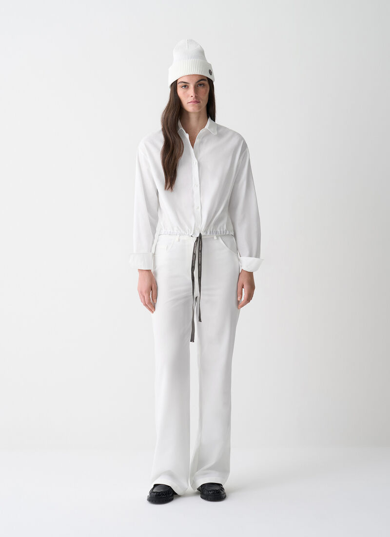 Cropped shirt with drawstring