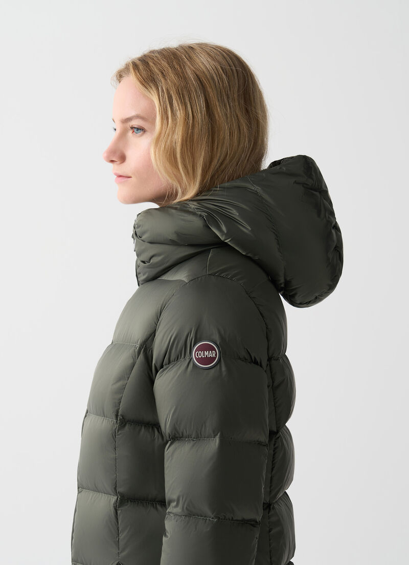 Long down jacket with hood