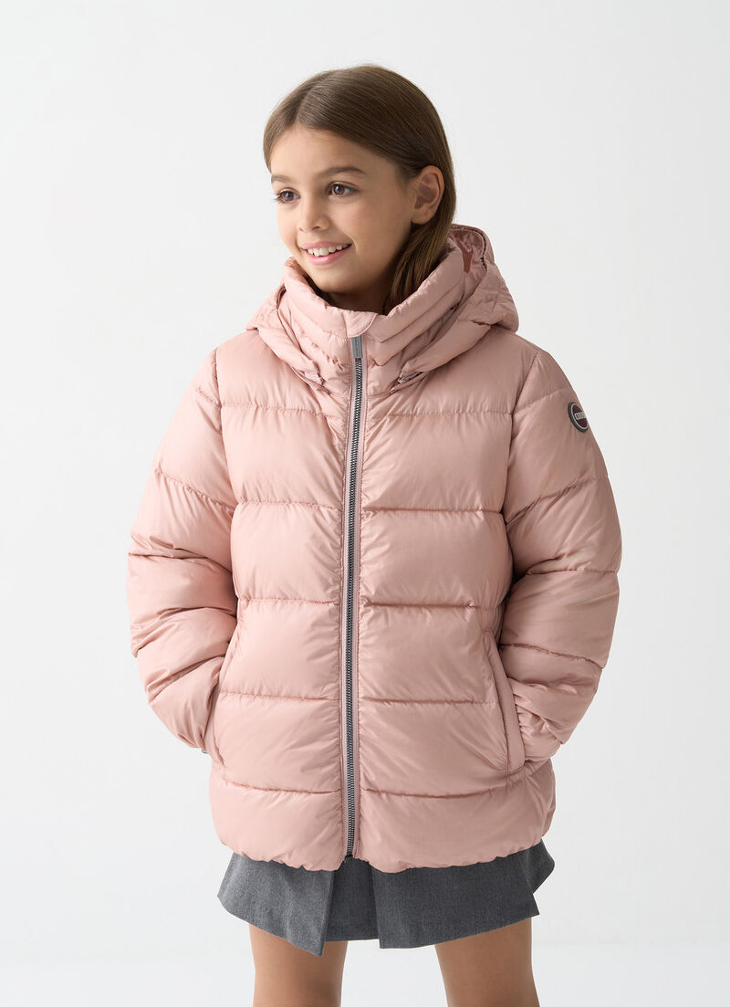Down jacket with detachable hood