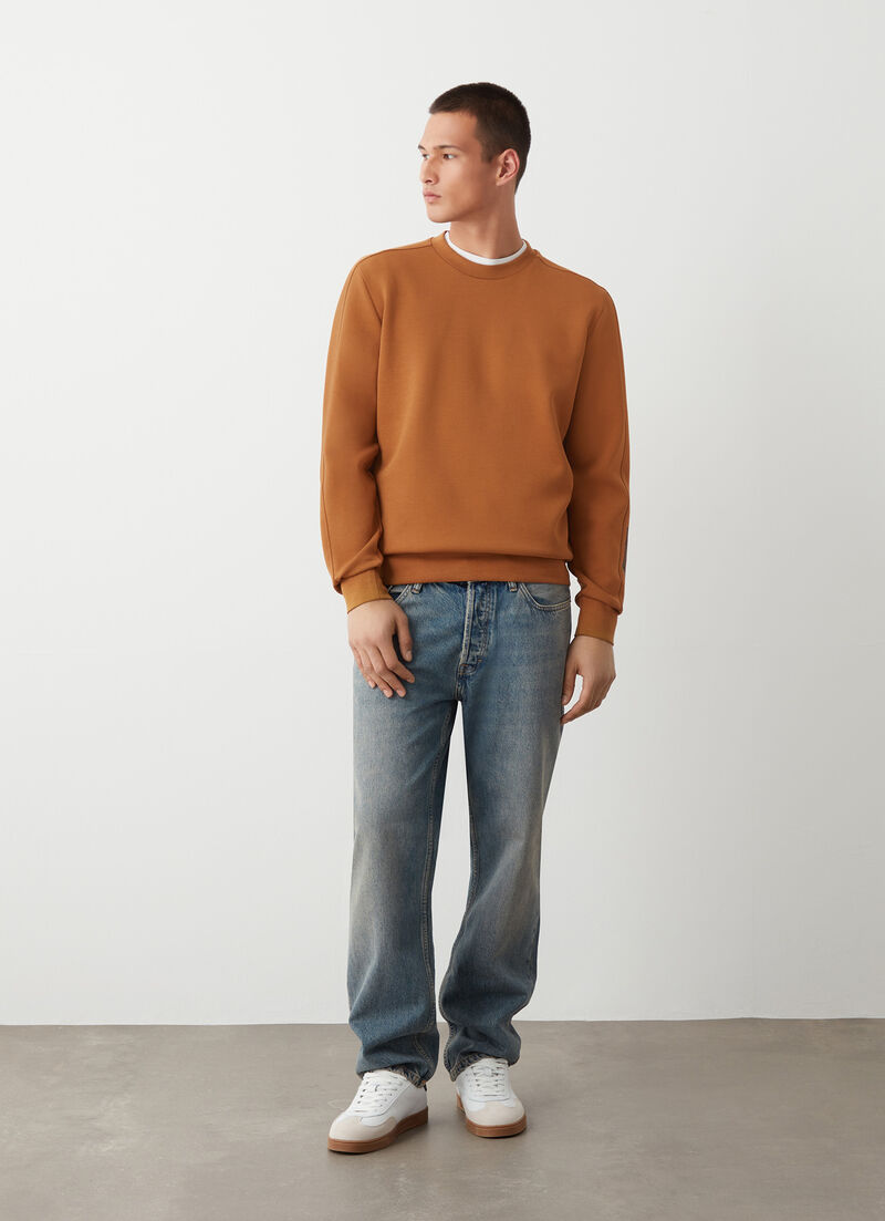 Round-neck sweatshirt with logo tape