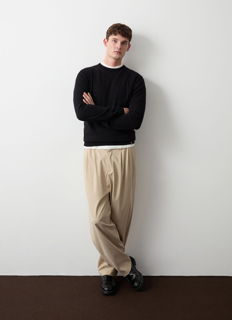 Cashmere-blend stockinette-stitch pullover