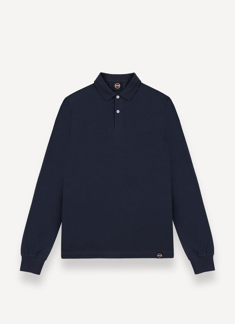 Long-sleeved piqué polo shirt