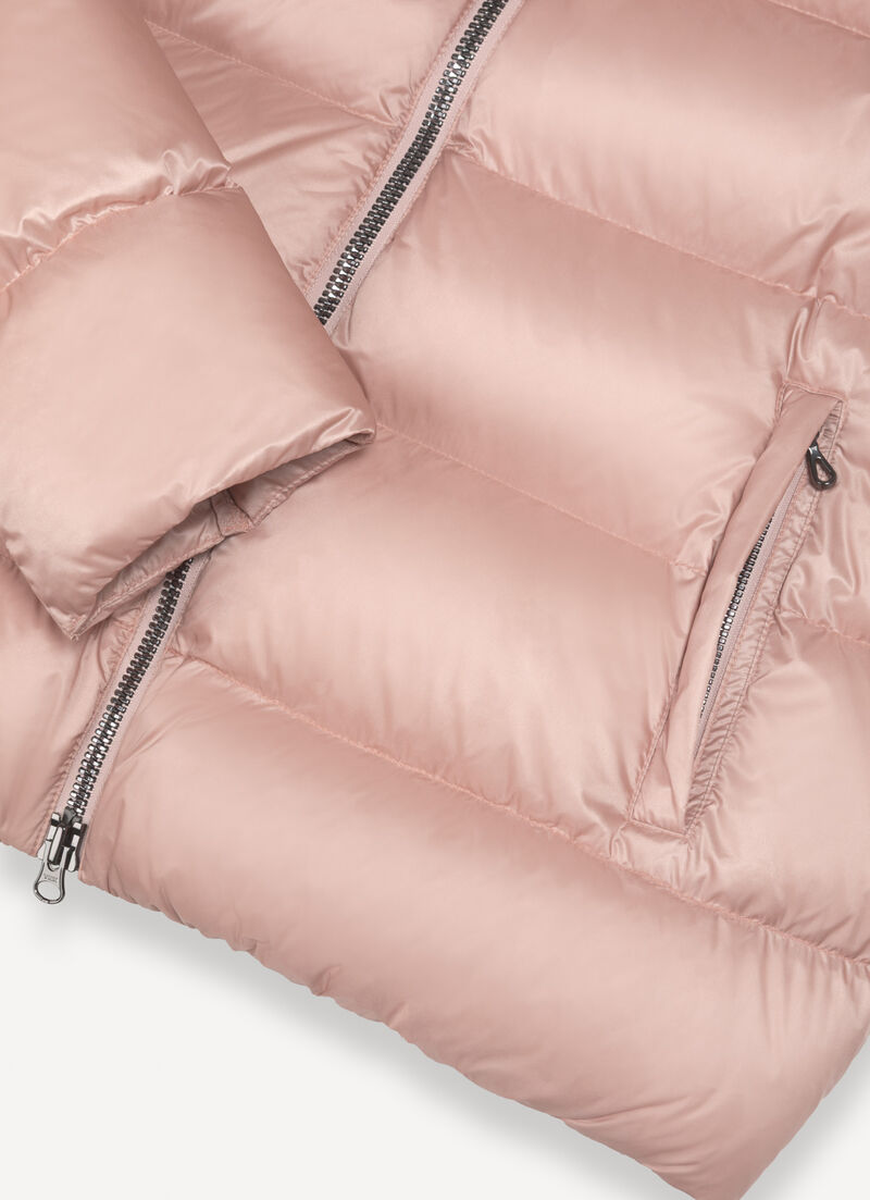 Down jacket with detachable hood