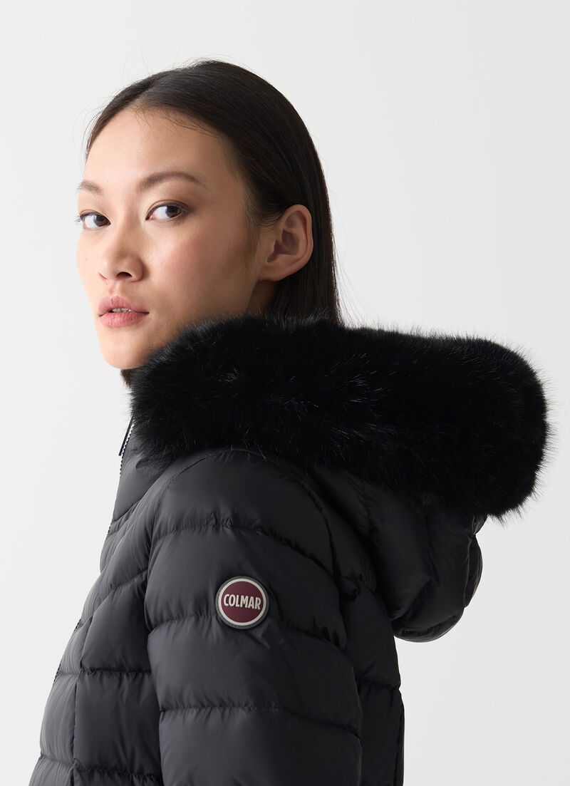 A-line down jacket with fur