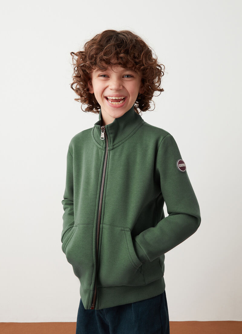 Zip-up sweatshirt with pouch pockets