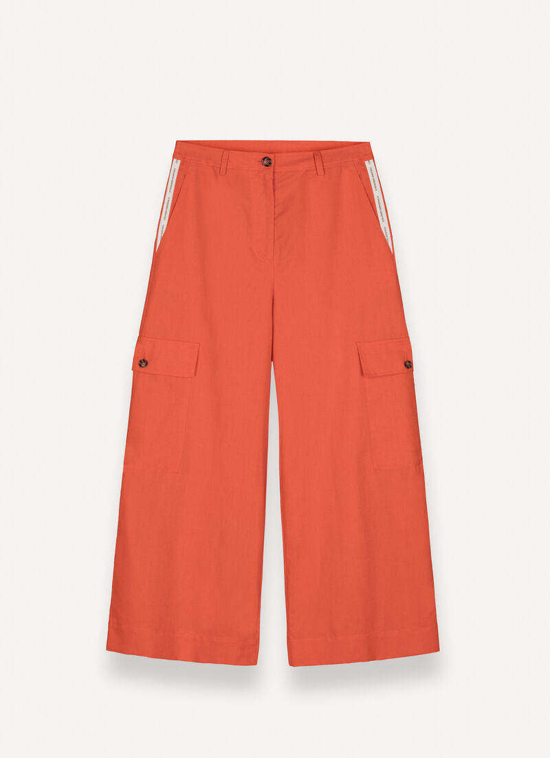 Linen cargo trousers