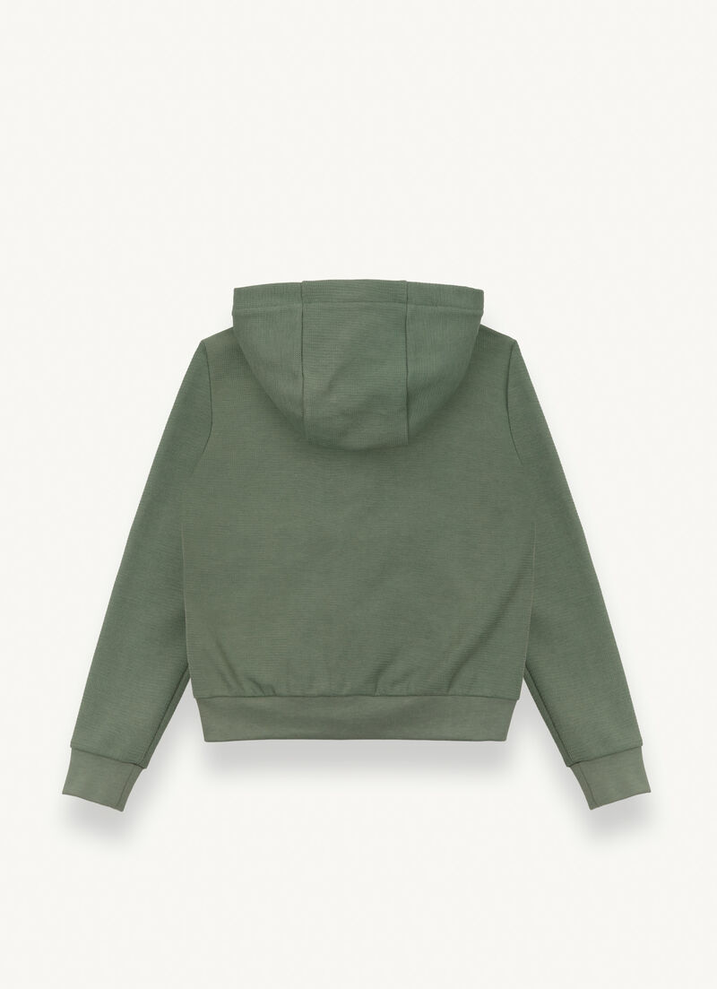 Full-zip piqué sweatshirt