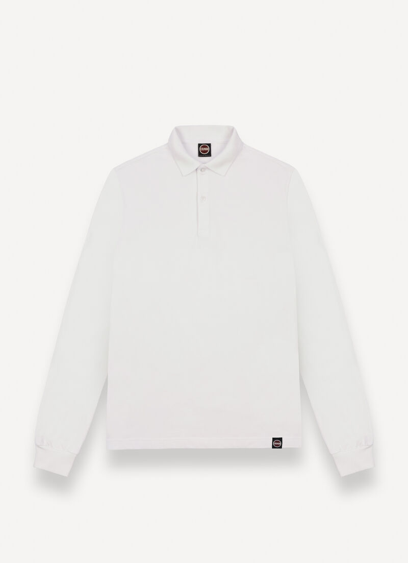 Long-sleeved polo shirt in stretch piqué