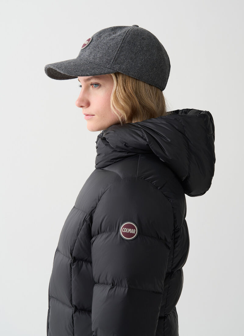 Long down jacket with hood