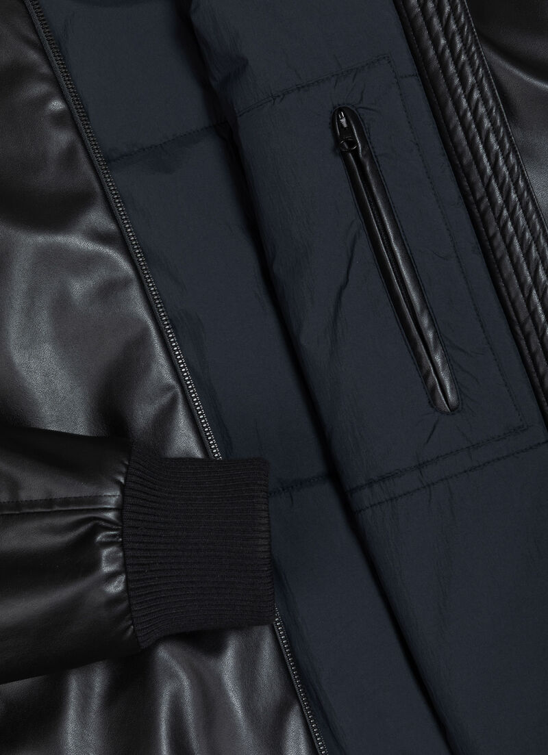 Faux leather bomber jacket