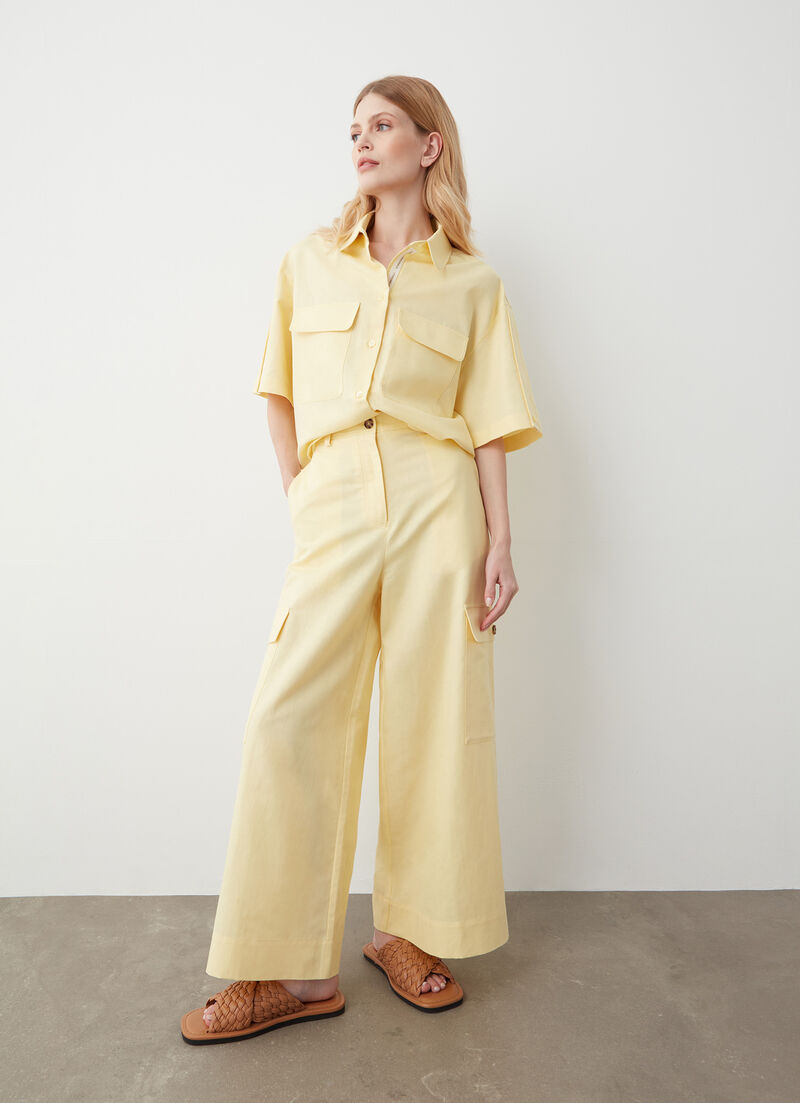 Linen cargo trousers