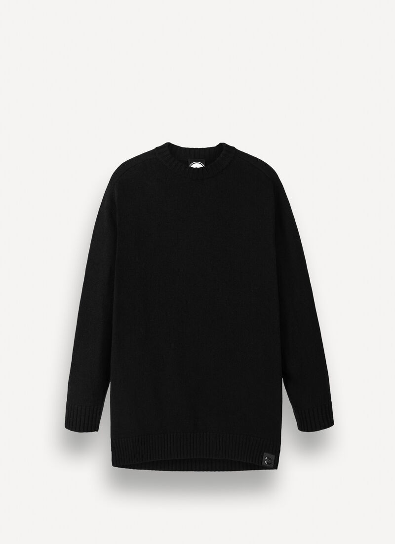 Wool-blend crew-neck maxi-jumper