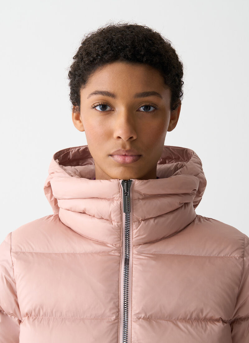 Down jacket with detachable hood