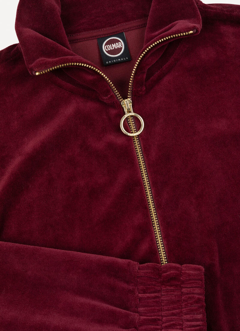 Velvet sweatshirt with stretch waist