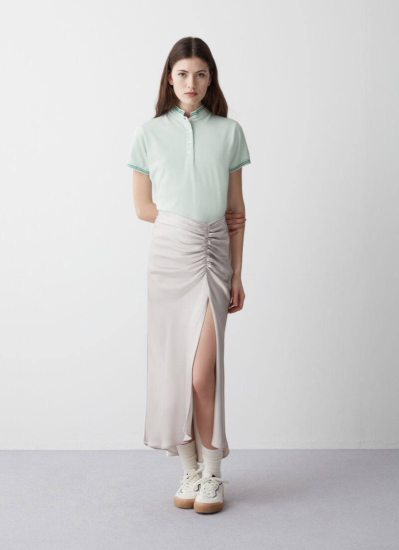 Stretch piqué polo-shirt with ribbed collar