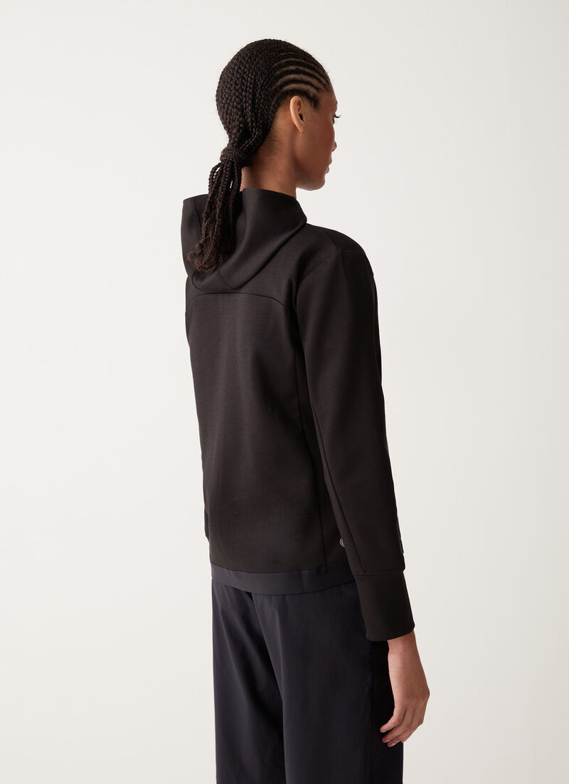 Stretch interlock hooded sweatshirt