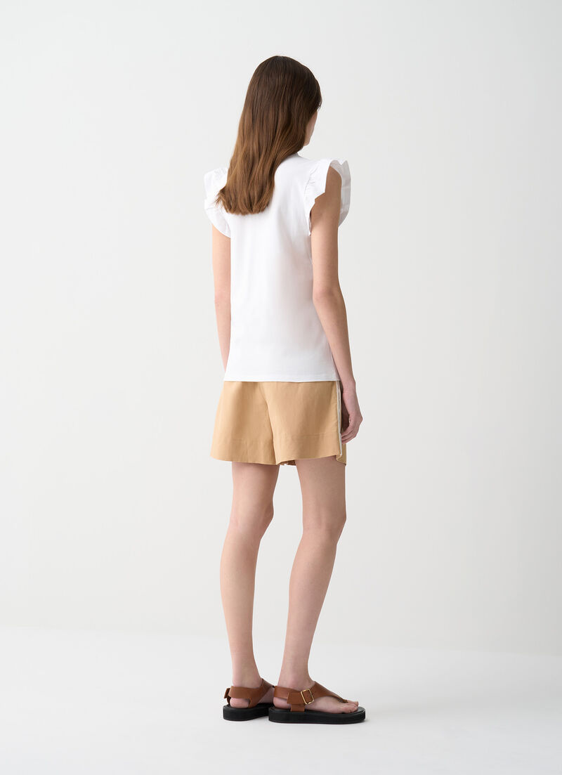 Piqué polo-shirt with ruches