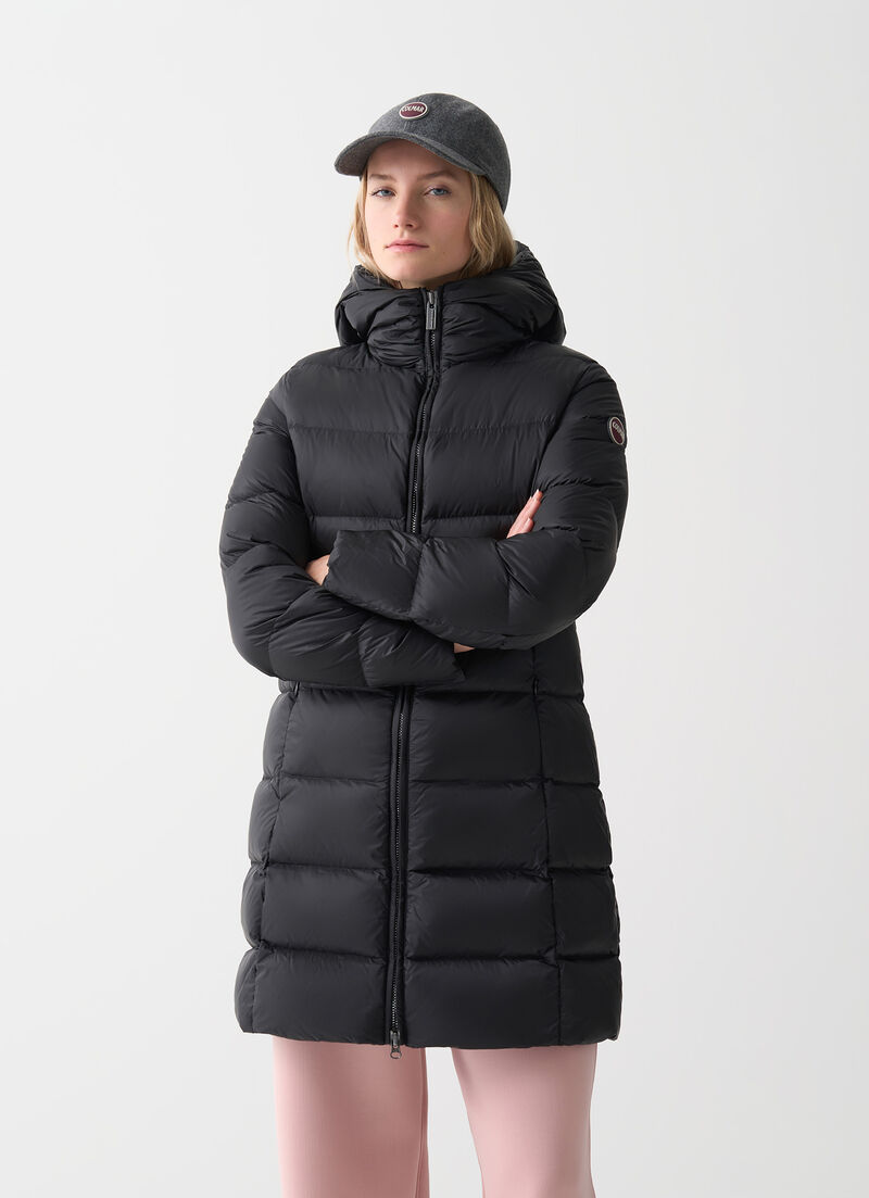 Long down jacket with hood