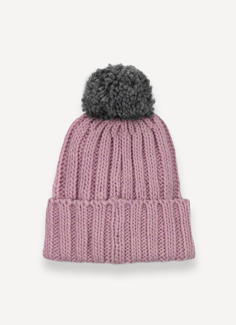 Unisex rib-knit hat with pom-pom