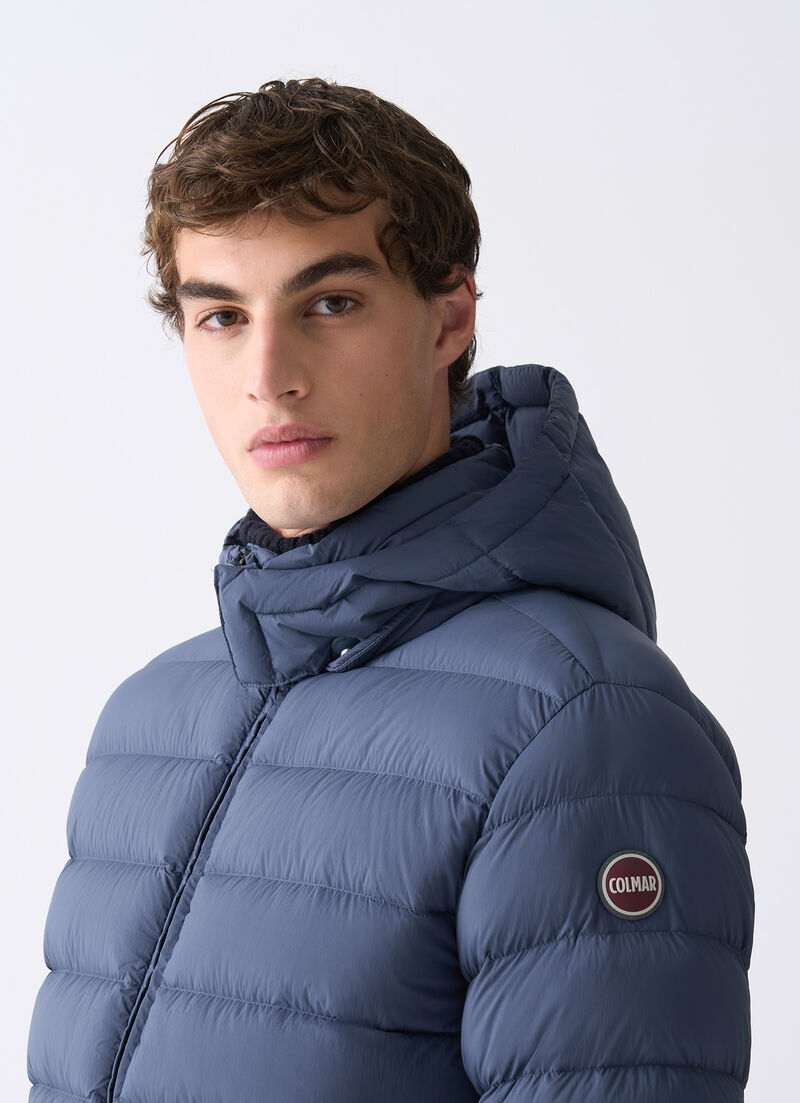 Down jacket with detachable hood