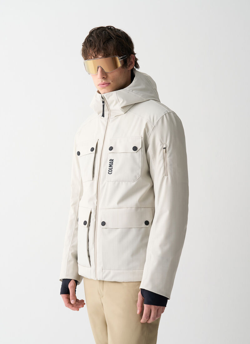 Pinstripe fabric ski jacket