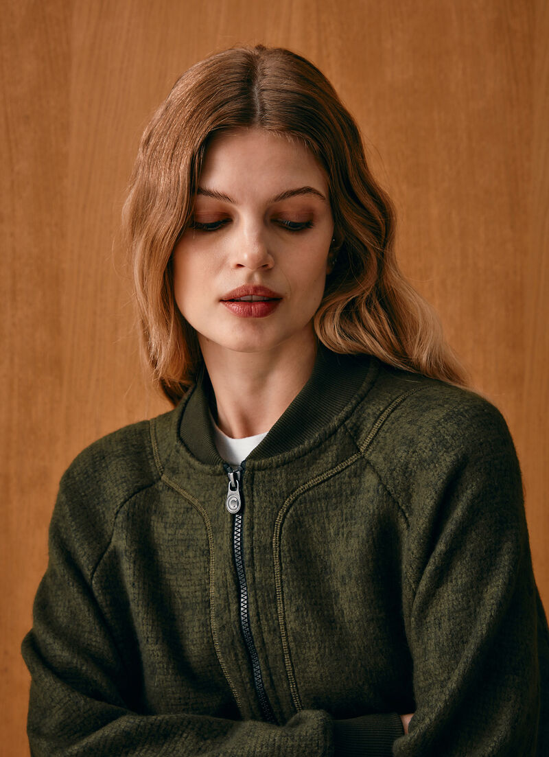 Jacquard knit bomber jacket