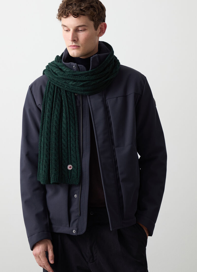 Branded unisex cable-knit scarf