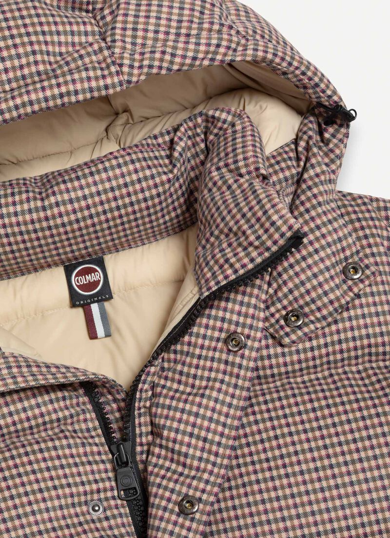 Down jacket with wool-effect print