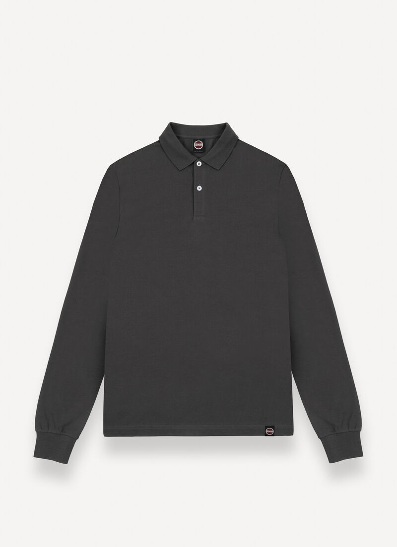Long-sleeved polo shirt in stretch piqué
