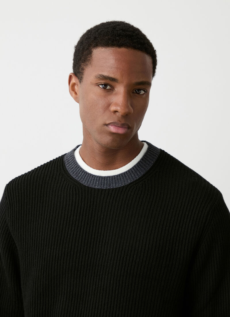 Fisherman’s rib-knit crew-neck pullover