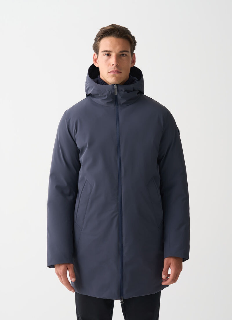 Long reversible waterproof down jacket