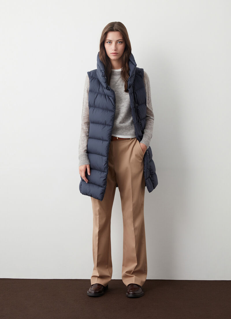 Matte down vest with belt