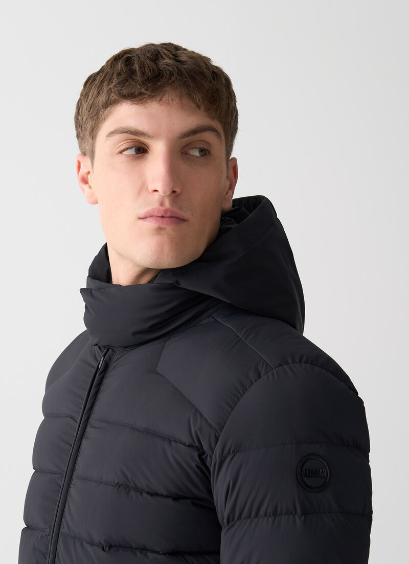 Quilted down jacket with bib
