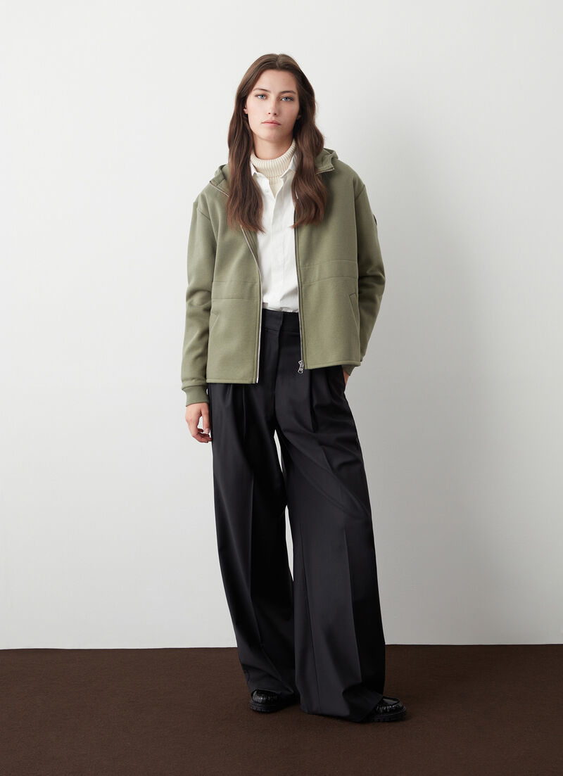 Full-zip sweatshirt with drawstring waist