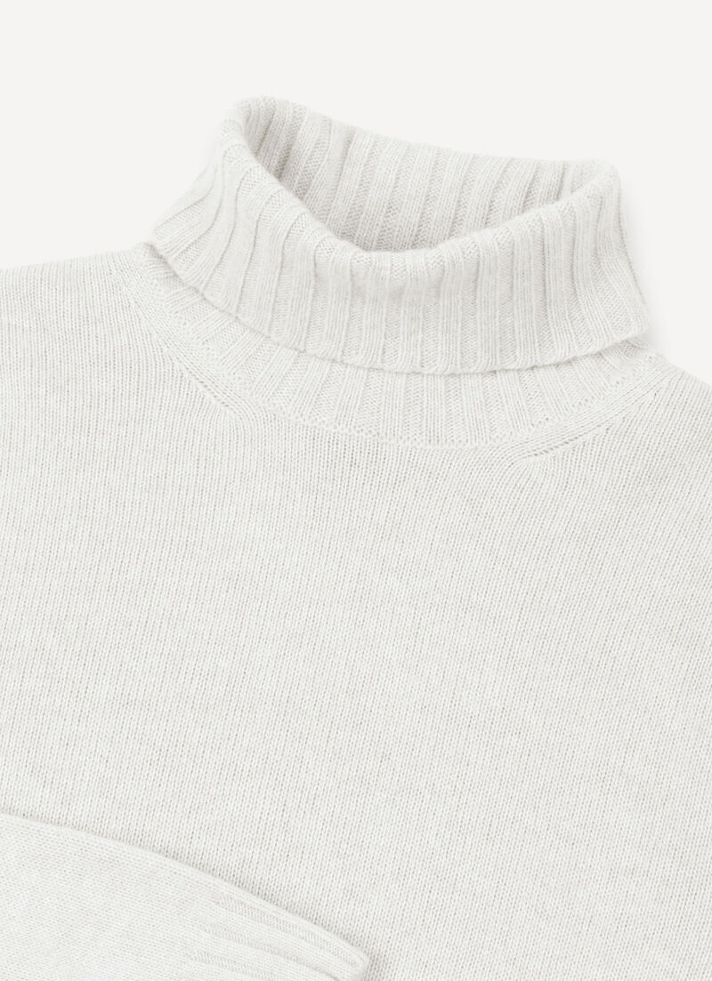 Branded wool polo-neck pullover
