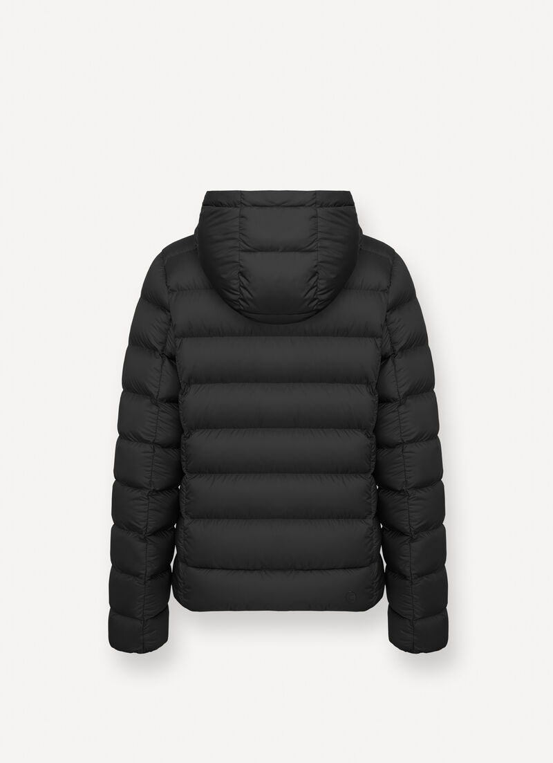 Hooded opaque down jacket
