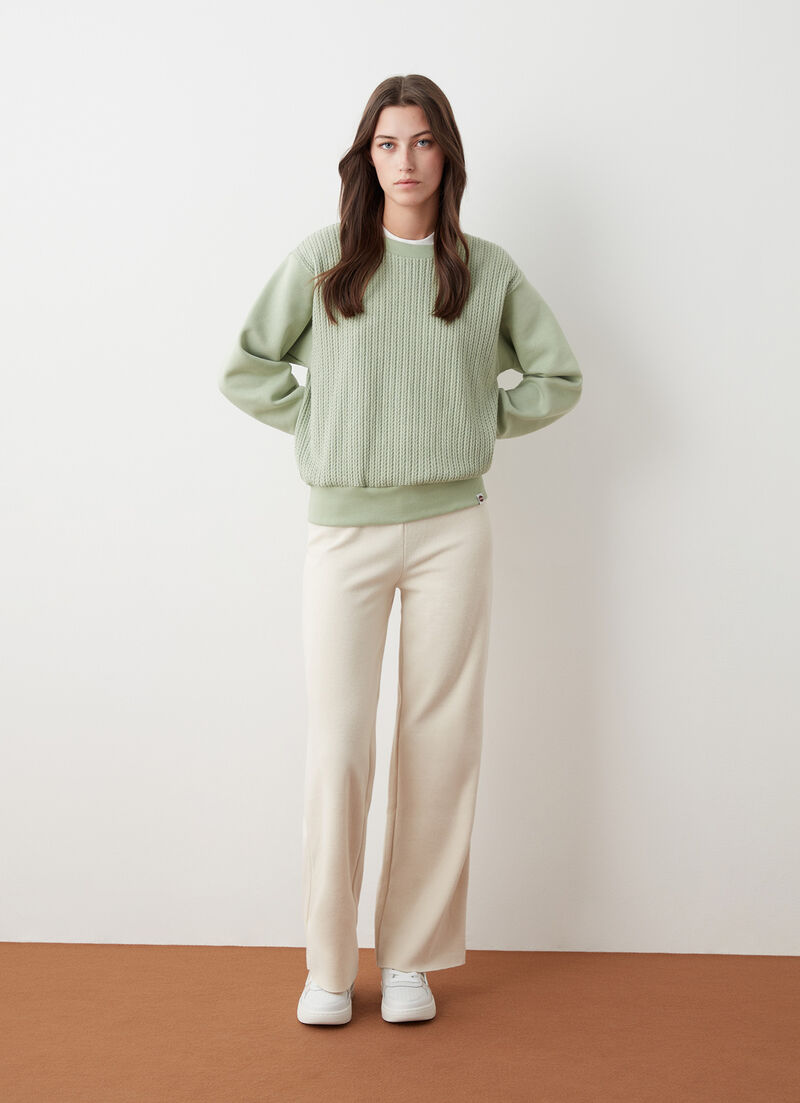 Cable-knit crew-neck sweatshirt