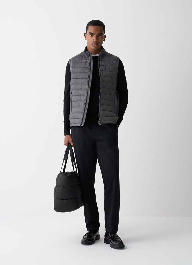 Vest with rib-knit inserts