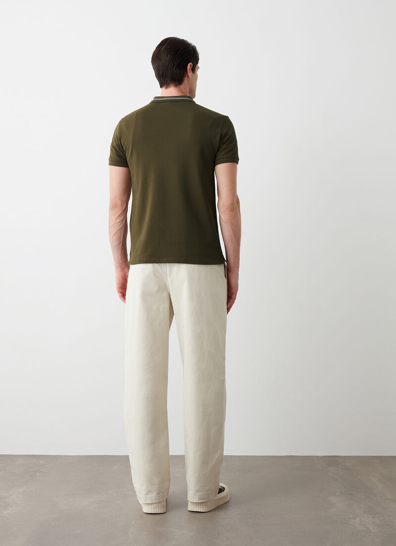 Piqué polo-shirt with jacquard stripe