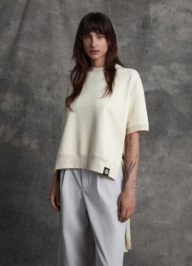 Short-sleeved sweatshirt in a cotton blend